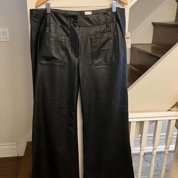 Maeve Black Leather Pants NWT FLAW - Picture 2 of 11